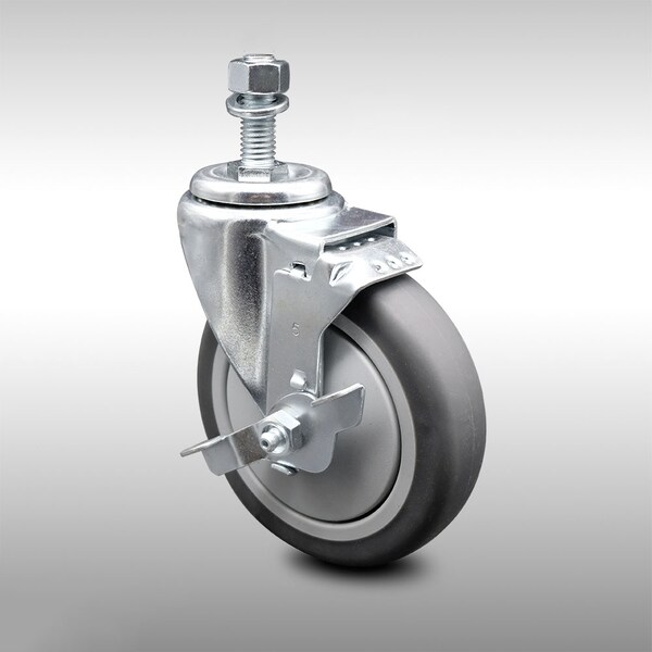Service Caster 5 Inch SS Thermoplastic Rubber Swivel 1/2 Inch Threaded Stem Caster with Brake SCC SCC-SSTS20S514-TPRB-TLB-121315 - main